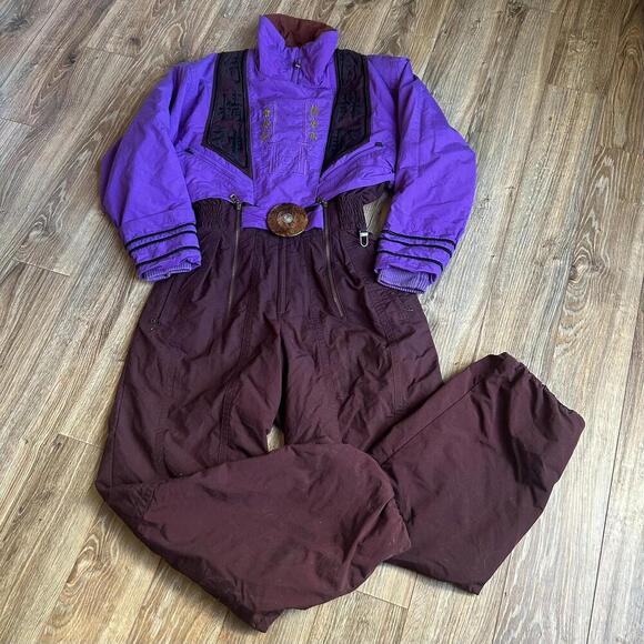 Vintage Bogner Japanese Style Embroidered Ski Snow Suit Women 4? USA MADE - Picture 2 of 9